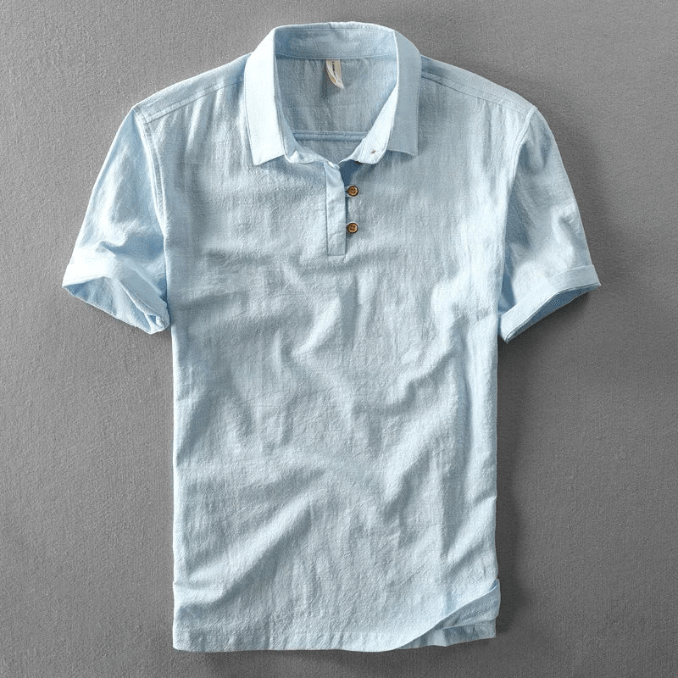 Levoire | Chemise Homme Polo Style Japonais Décontracté & Élégant Bleu clair