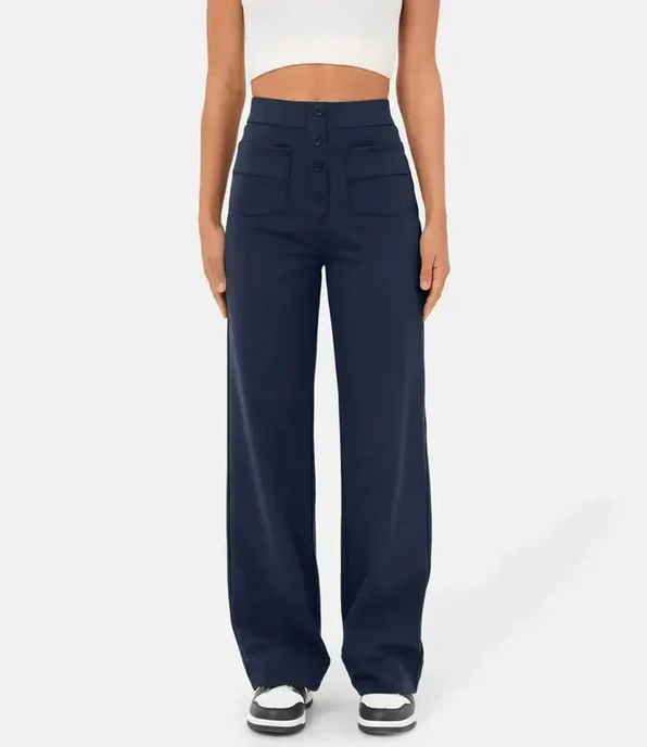 Levoire | Pantalon élastique à taille haute Bleu marine
