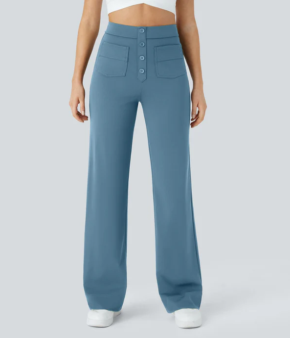 Levoire | Pantalon élastique à taille haute Bleu clair