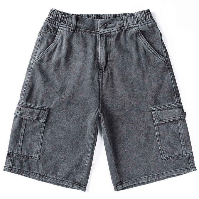 Levoire | Weinlese Denim Shorts Shorts pour hommes pour des tenues estivales et décontractées Gris charbon