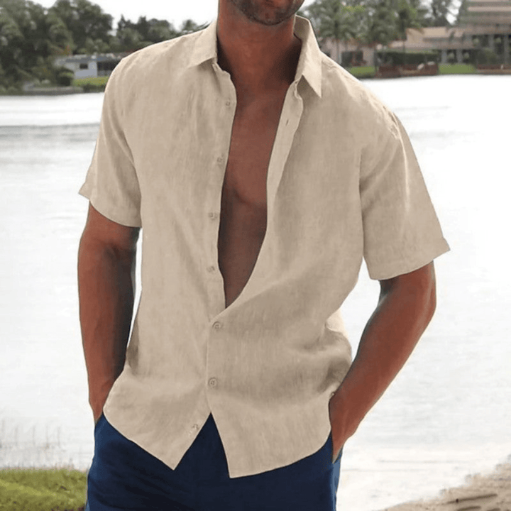 Levoire | Chemise Lin Manches Courtes Homme Khaki