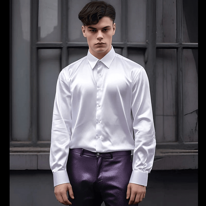 Levoire | Chemise Soie Col Brillant Homme Blanc