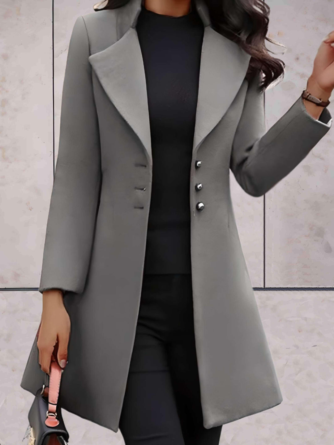 Levoire | Trench-Coat Formel Avec Col Découpé Et Fermeture À Bouton Gris