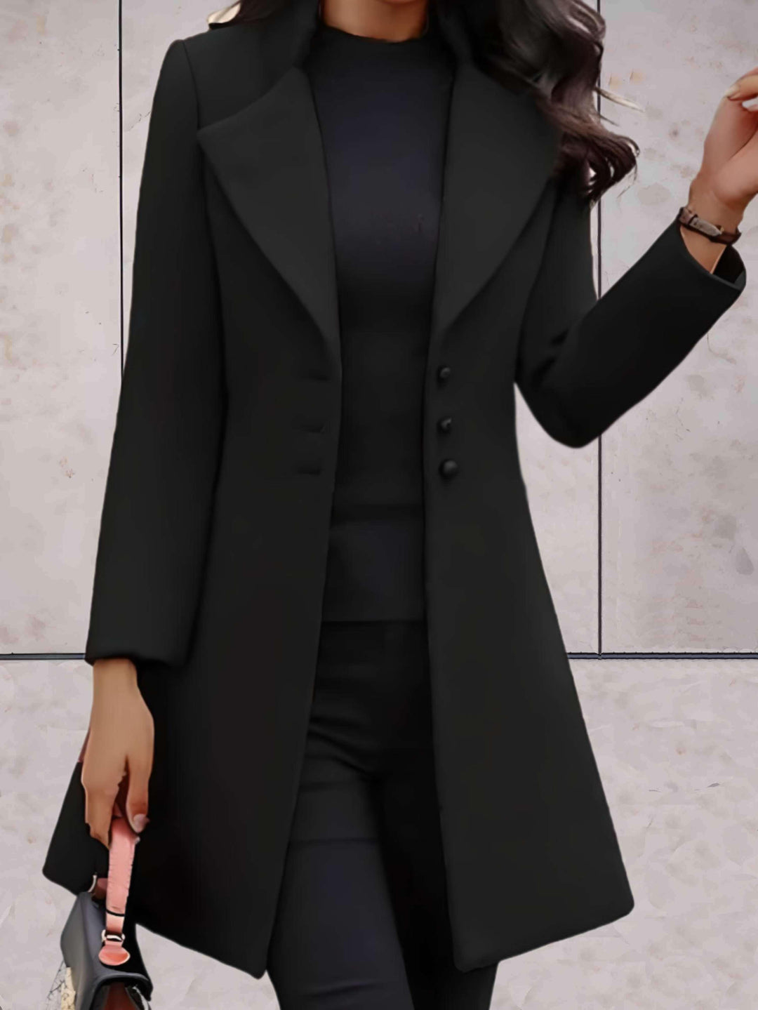 Levoire | Trench-Coat Formel Avec Col Découpé Et Fermeture À Bouton Noir