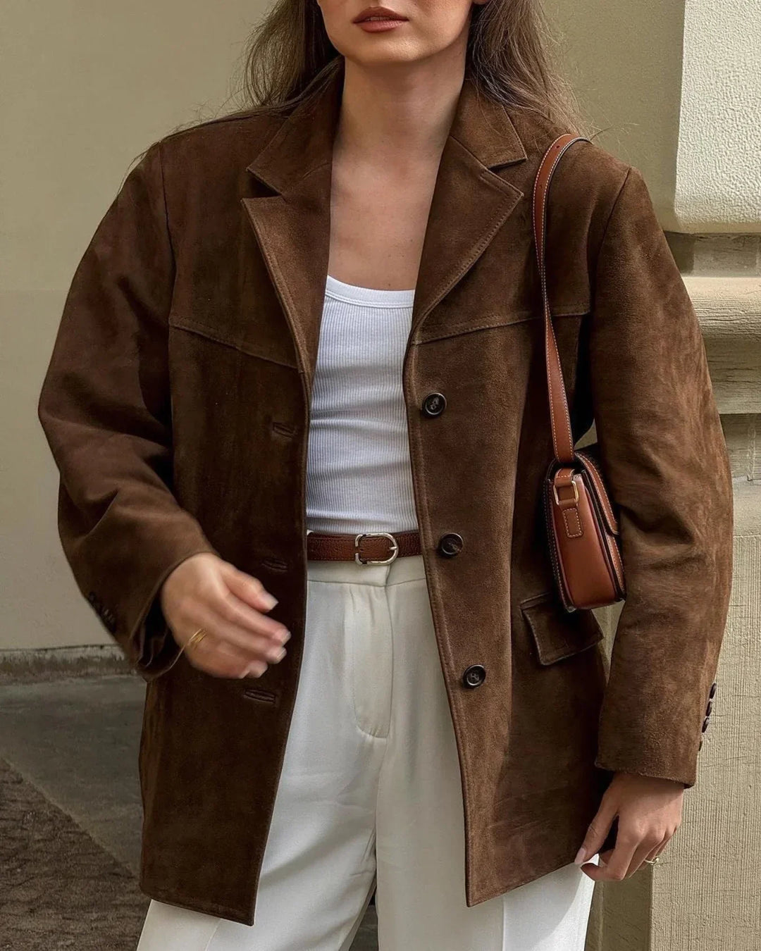 Levoire | Veste En Cuir En Daim Pour Femmes Braun