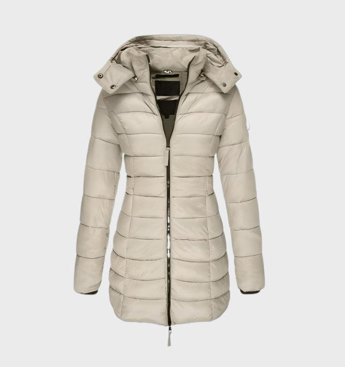 Levoire - manteau long à la mode avec doublure douce et capuche Beige