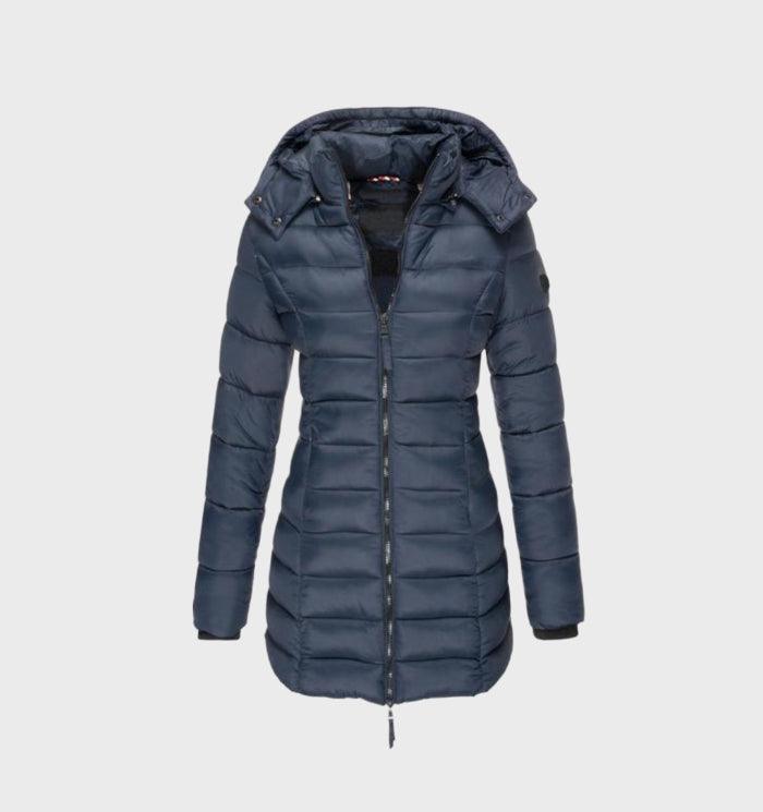 Levoire - manteau long à la mode avec doublure douce et capuche Bleu
