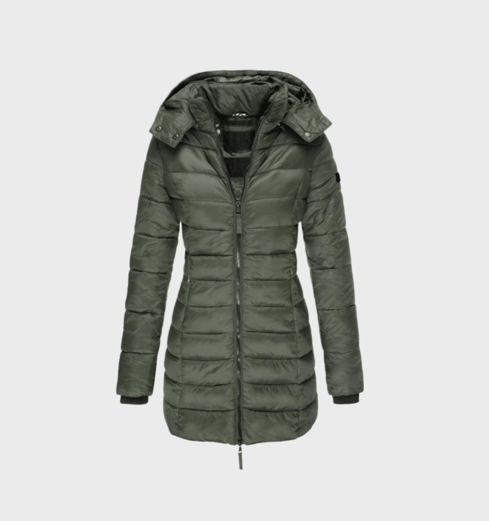 Levoire - manteau long à la mode avec doublure douce et capuche Vert