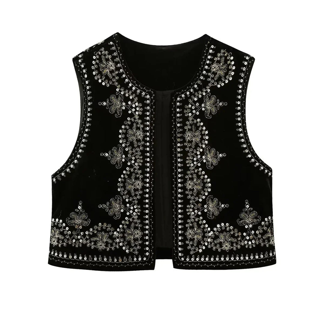 Levoire | Gilet Élégant Brodé Noir