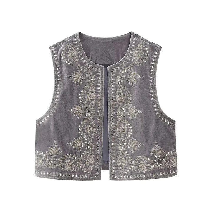 Levoire | Gilet Élégant Brodé Gris