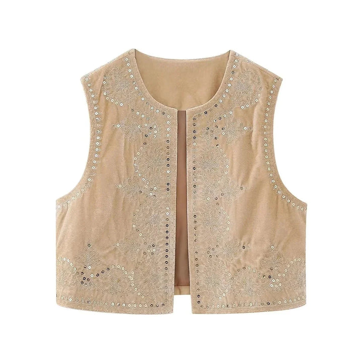 Levoire | Gilet Élégant Brodé Beige