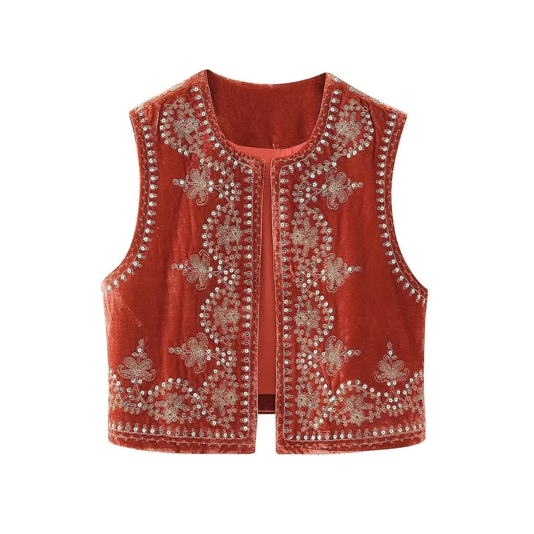 Levoire | Gilet Élégant Brodé Rot