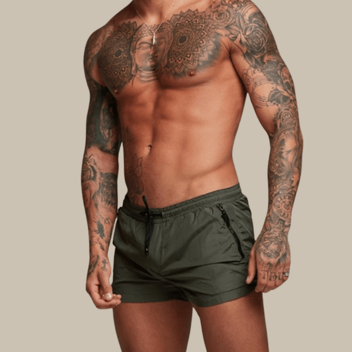 Levoire | Shorts de bain pour hommes séchage rapide avec stretch vert olive