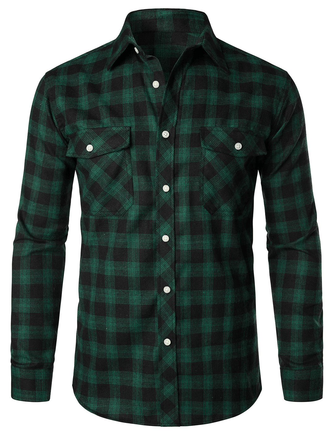 Levoire | Chemise en flanelle à carreaux à manches longues pour hommes Vert