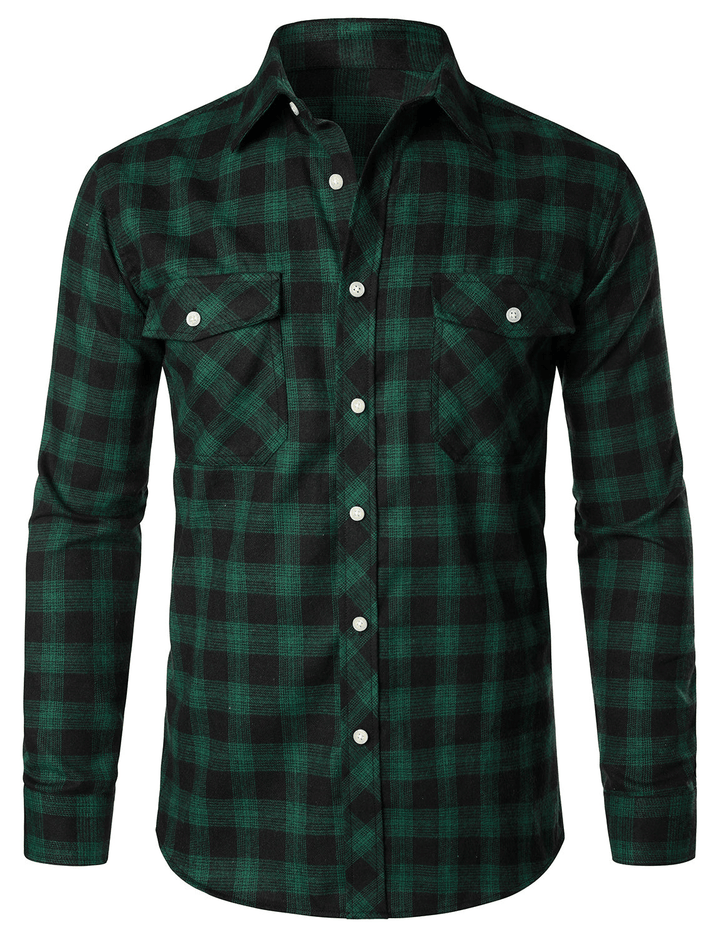 Levoire | Chemise en flanelle à carreaux à manches longues pour hommes Vert