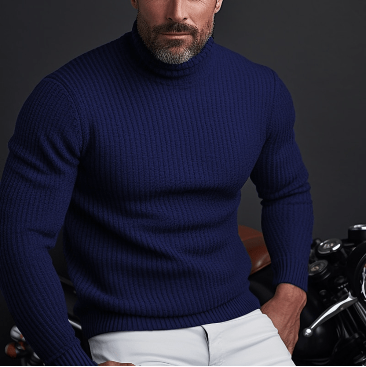 Levoire | Pull Col Roulé Élégant Homme Bleu