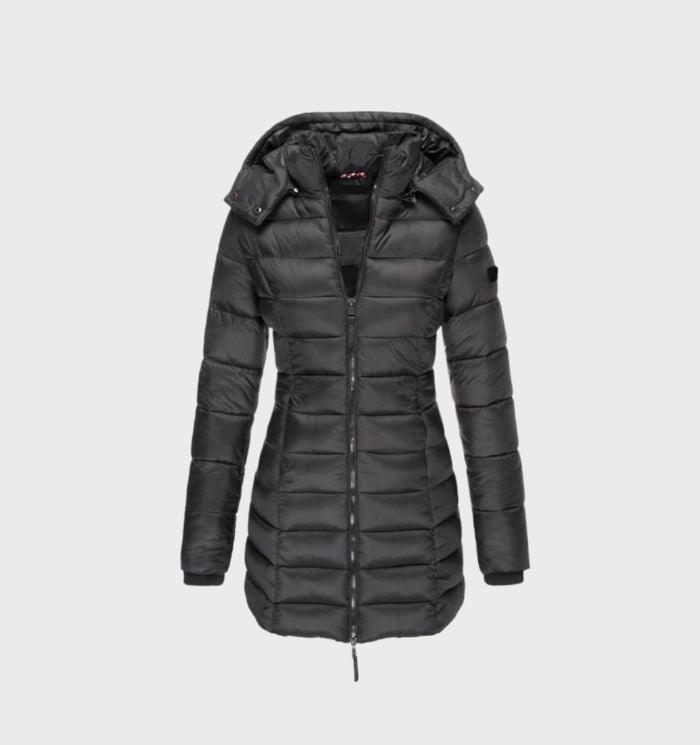 Levoire - manteau long à la mode avec doublure douce et capuche Noir
