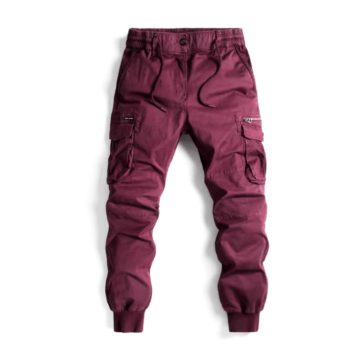 Levoire | Pantalon cargo long homme grandes poches confortable Bordeaux Rouge