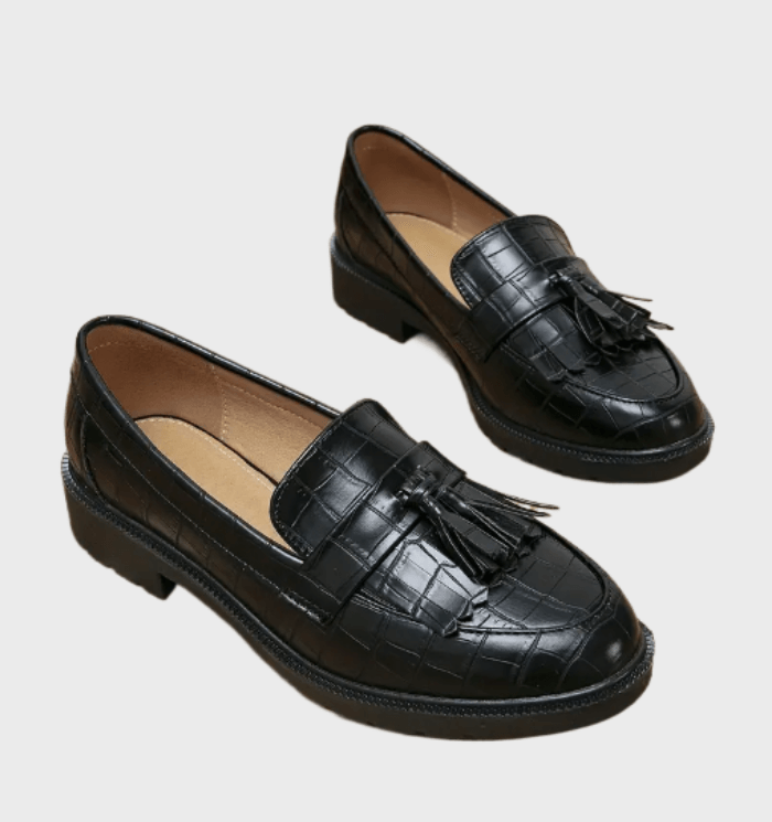Levoire | Mocassins Noirs Avec Des Franges Et Design À Motifs