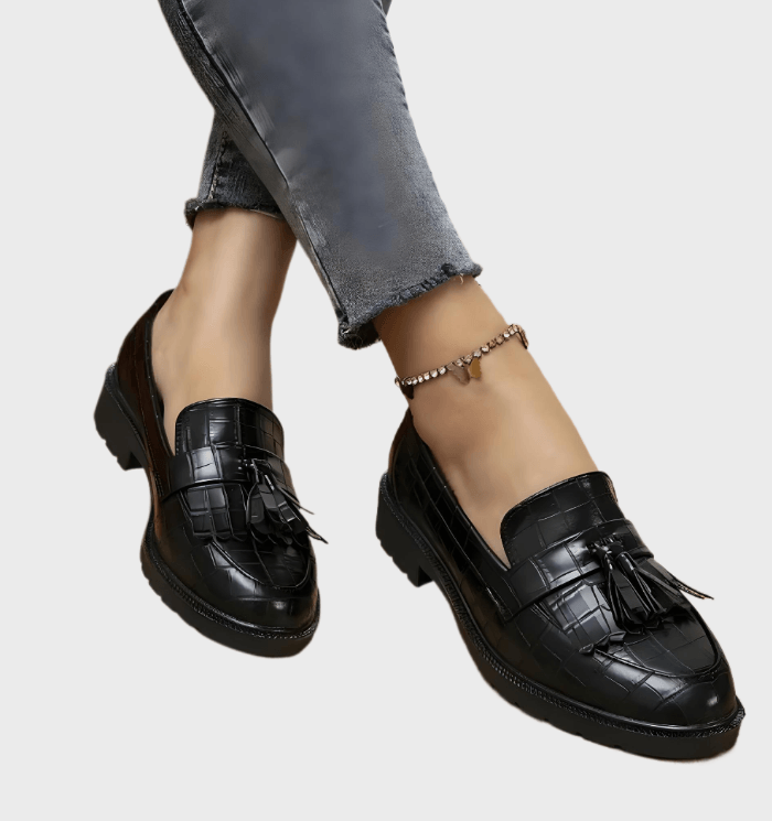 Levoire | Mocassins Noirs Avec Des Franges Et Design À Motifs