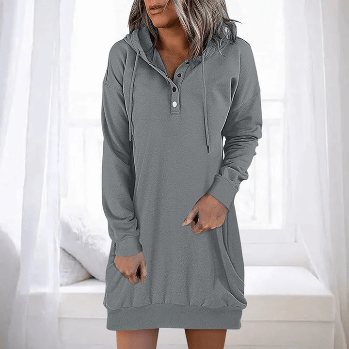 Levoire | Robe décontractée avec capuche pour femmes robe à capuche Gris