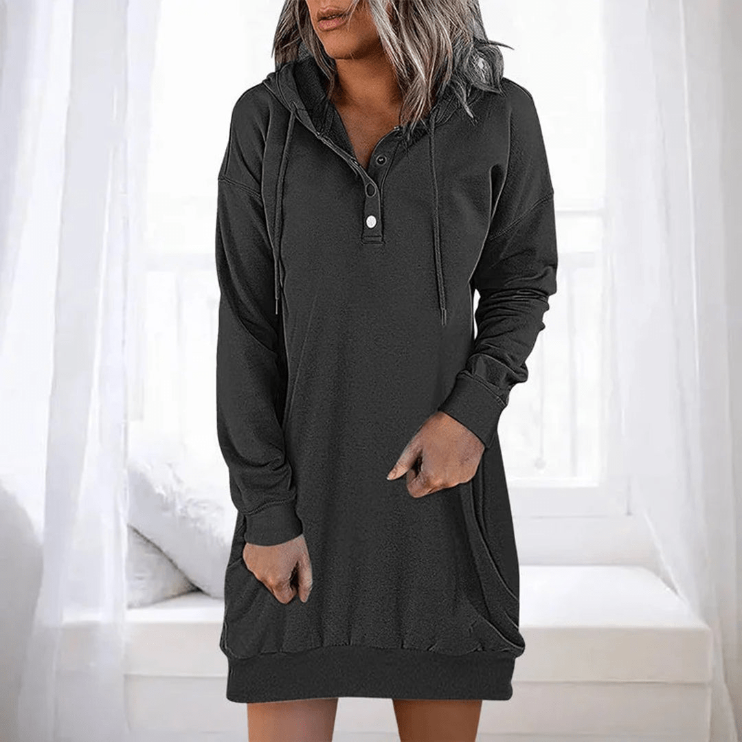 Levoire | Robe décontractée avec capuche pour femmes robe à capuche Noir