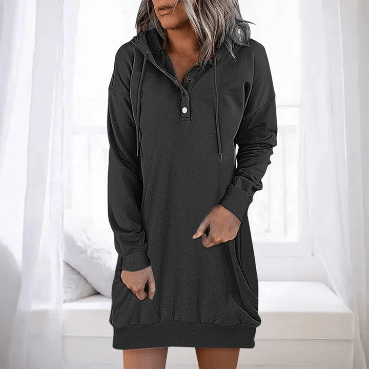Levoire | Robe décontractée avec capuche pour femmes robe à capuche Noir