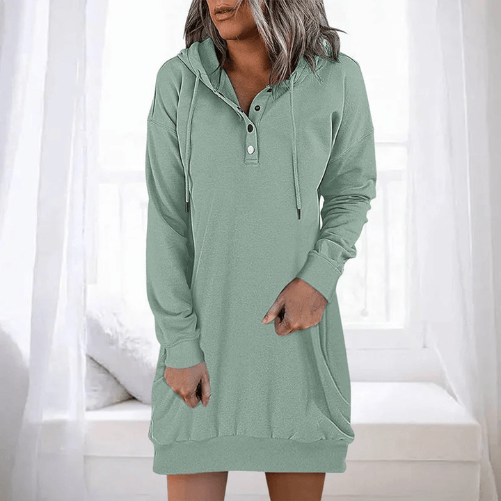 Levoire | Robe décontractée avec capuche pour femmes robe à capuche Vert clair