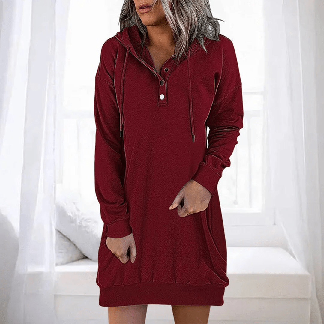 Levoire | Robe décontractée avec capuche pour femmes robe à capuche Rot