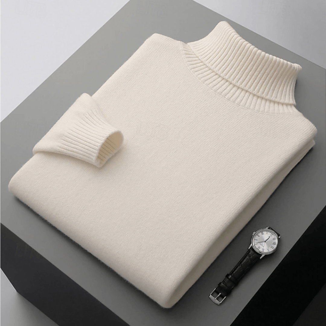 Levoire | Pull Laine Col Roulé Homme Beige