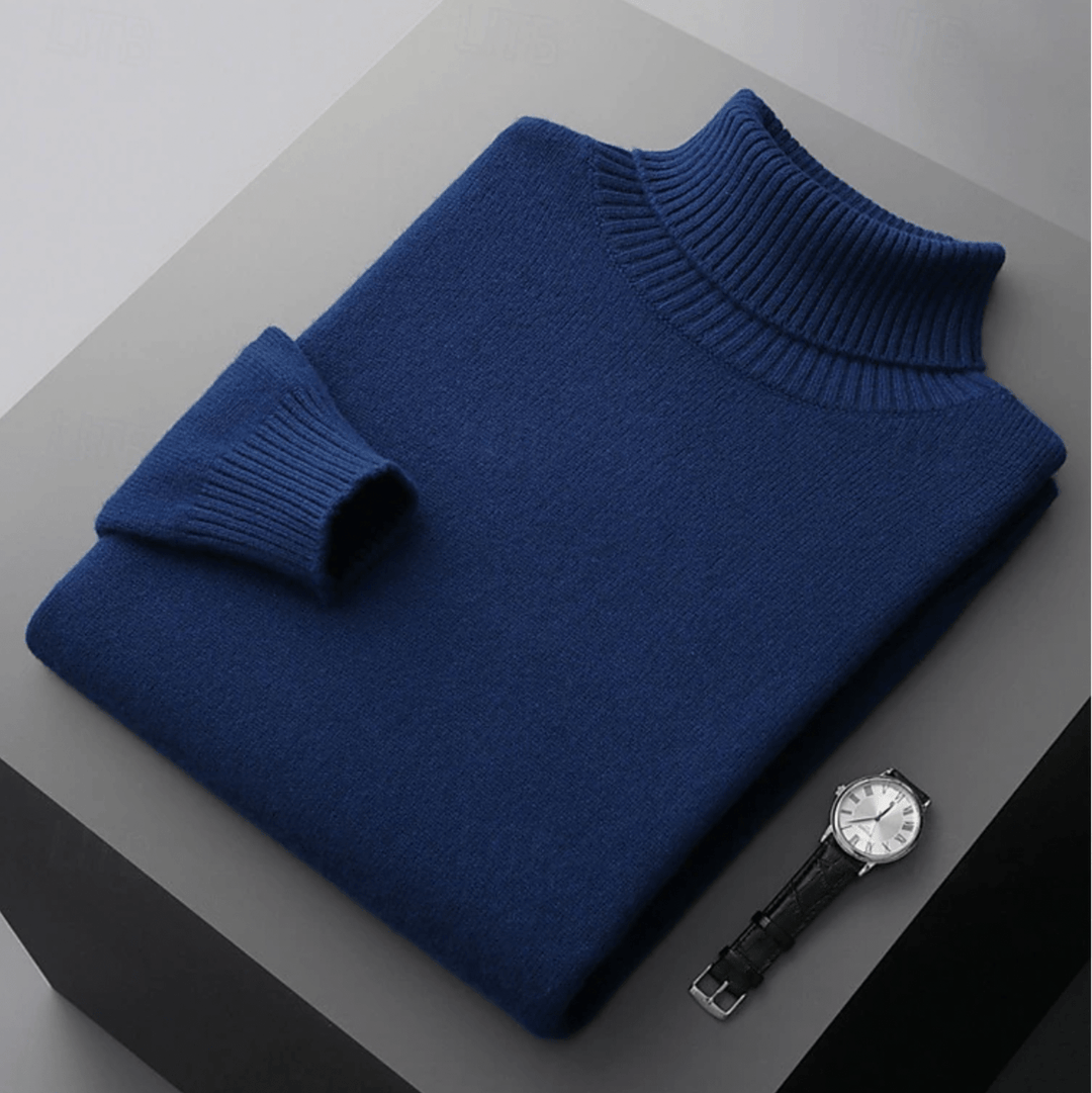 Levoire | Pull Laine Col Roulé Homme Bleu