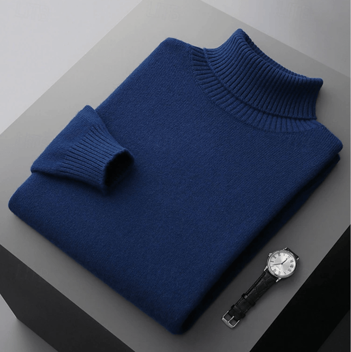 Levoire | Pull Laine Col Roulé Homme Bleu