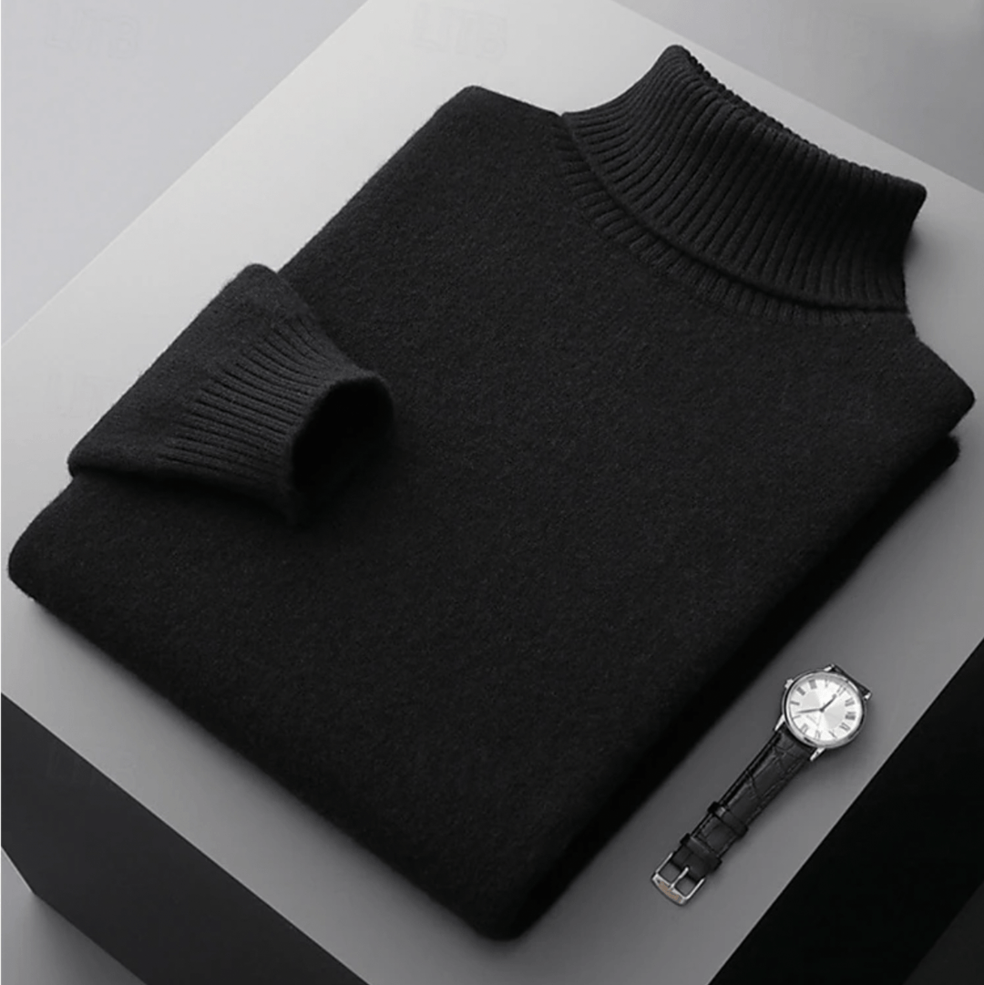 Levoire | Pull Laine Col Roulé Homme Noir