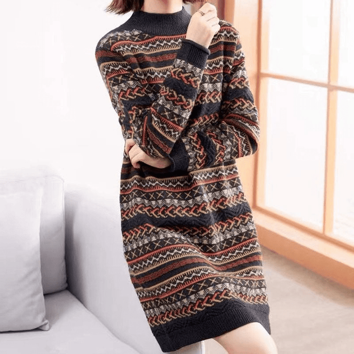 Levoire | Robe Tricotée Motif Ethnique Rot