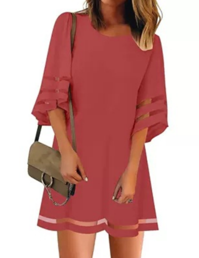 Levoire | Robe Tunique Mesh Décontractée Rouge