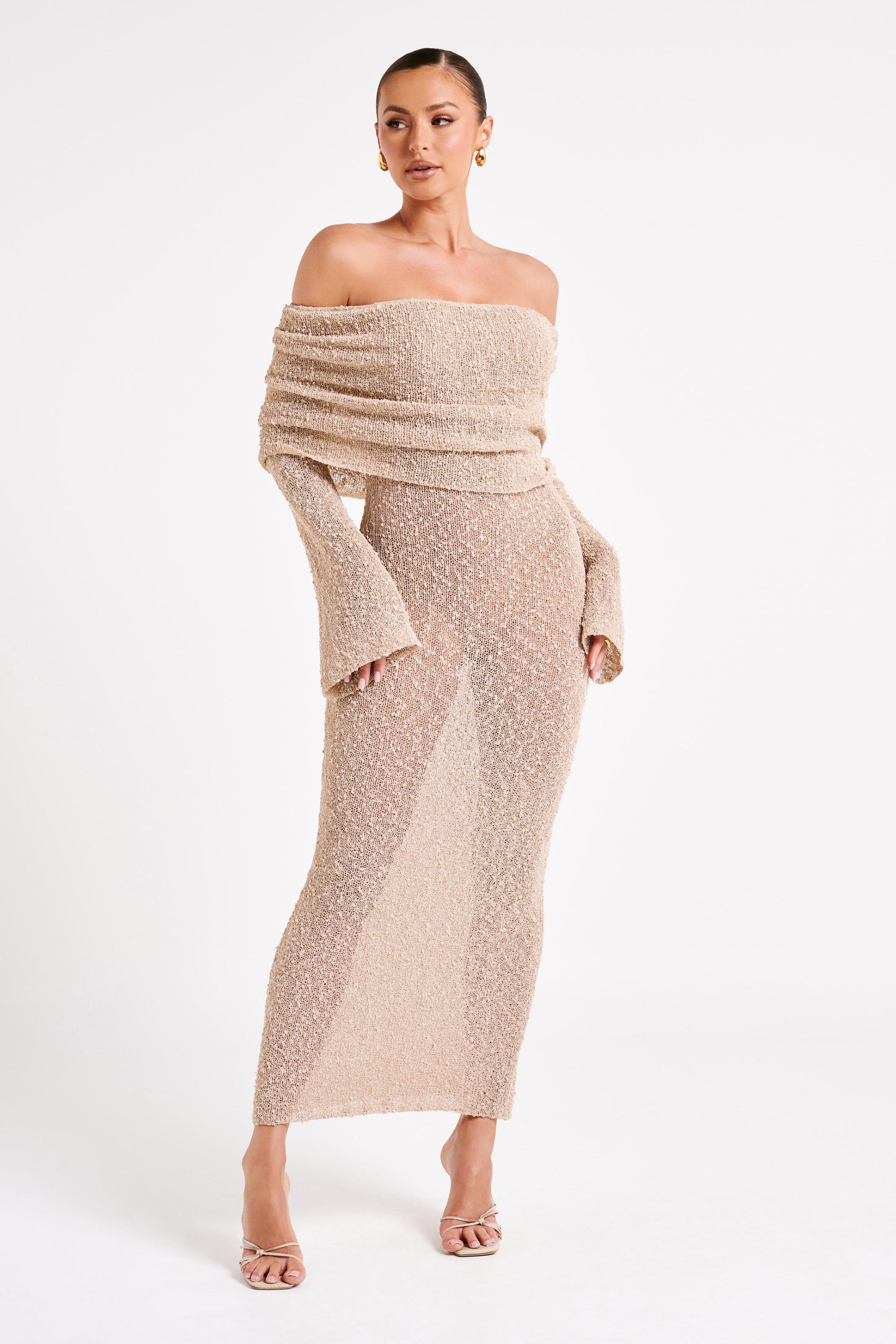 Levoire | Robe Maxi À Épaules Dénudées Beige