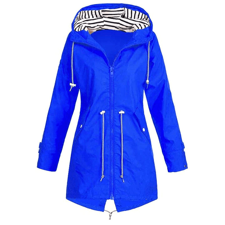 Levoire | Veste de luxe femmes déperlant et coupe-vent femmes long manteau de pluie Bleu