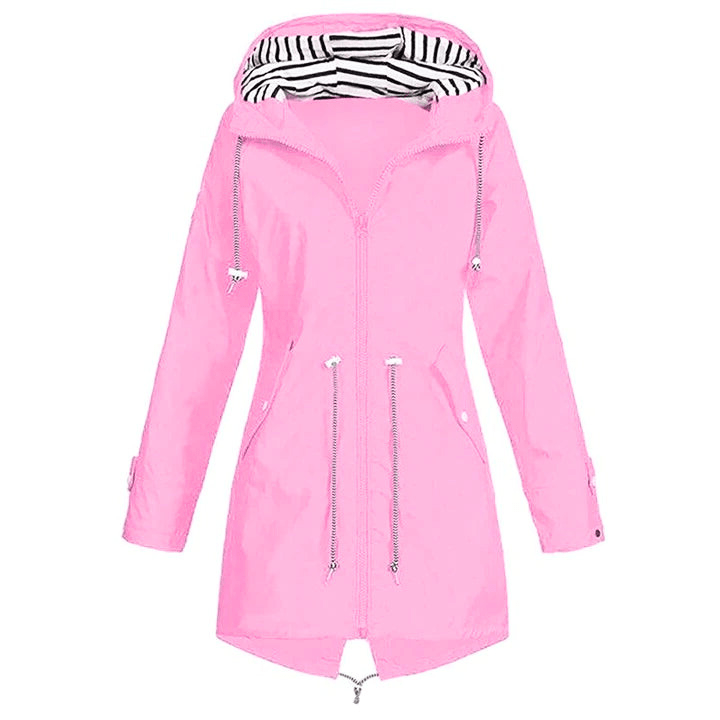 Levoire | Veste de luxe femmes déperlant et coupe-vent femmes long manteau de pluie Rosa