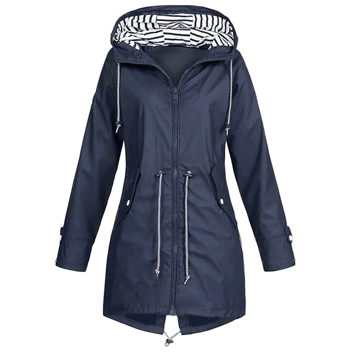 Levoire | Veste de luxe femmes déperlant et coupe-vent femmes long manteau de pluie Bleu marine