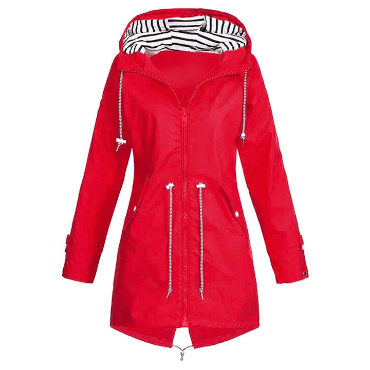 Levoire | Veste de luxe femmes déperlant et coupe-vent femmes long manteau de pluie Rot