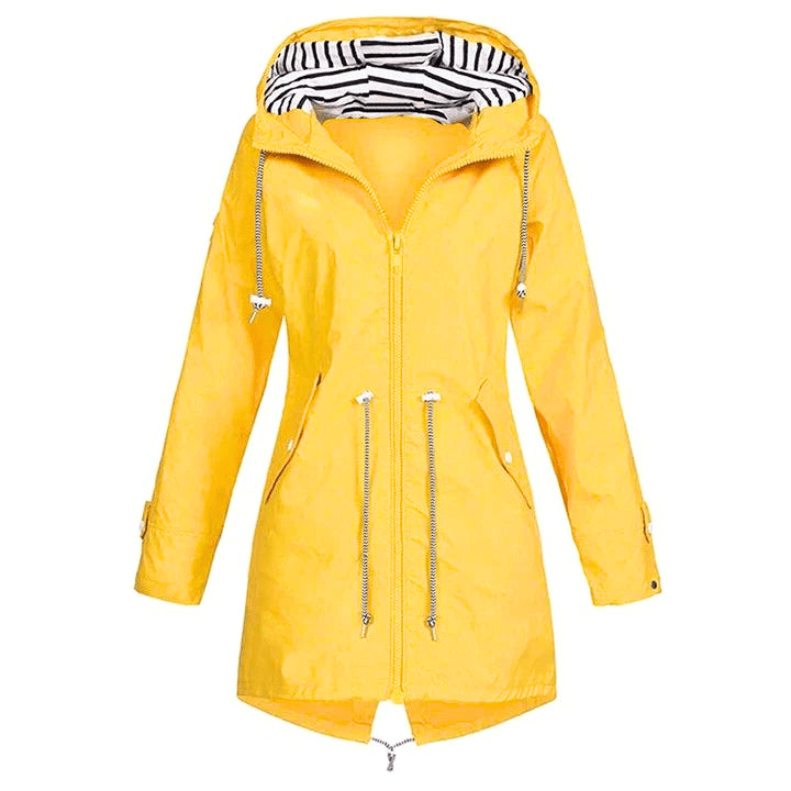 Levoire | Veste de luxe femmes déperlant et coupe-vent femmes long manteau de pluie Jaune