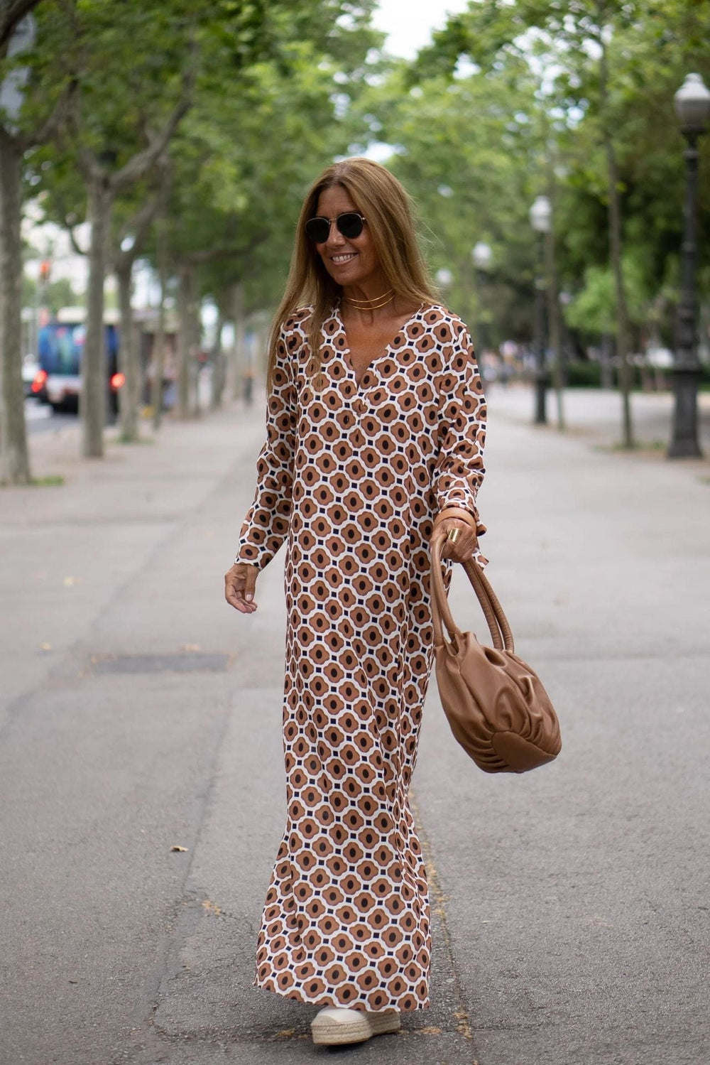 Levoire | Robe Chic à Motif Marron