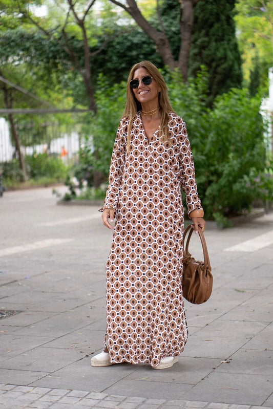 Levoire | Robe Chic à Motif Marron