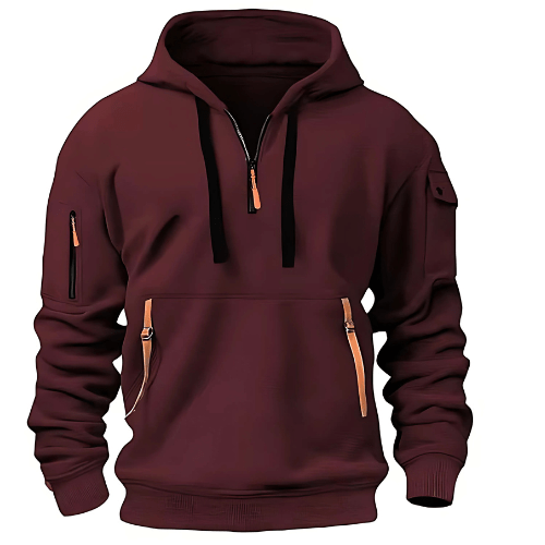 Levoire | Pull à capuche pour hommes Polyvalent & Confortable Décontracté Bordeaux Rouge