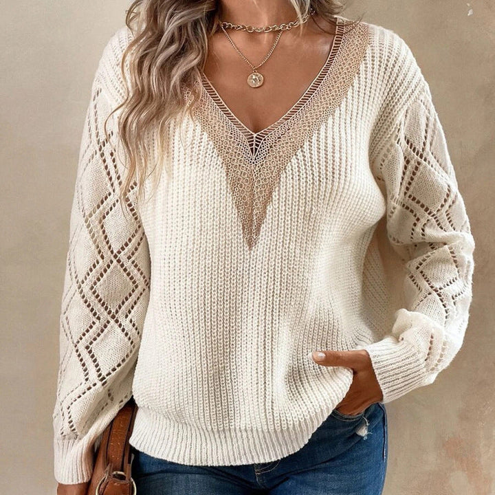 Levoire | Pull en V décontracté ample en tricot pour femmes Vert