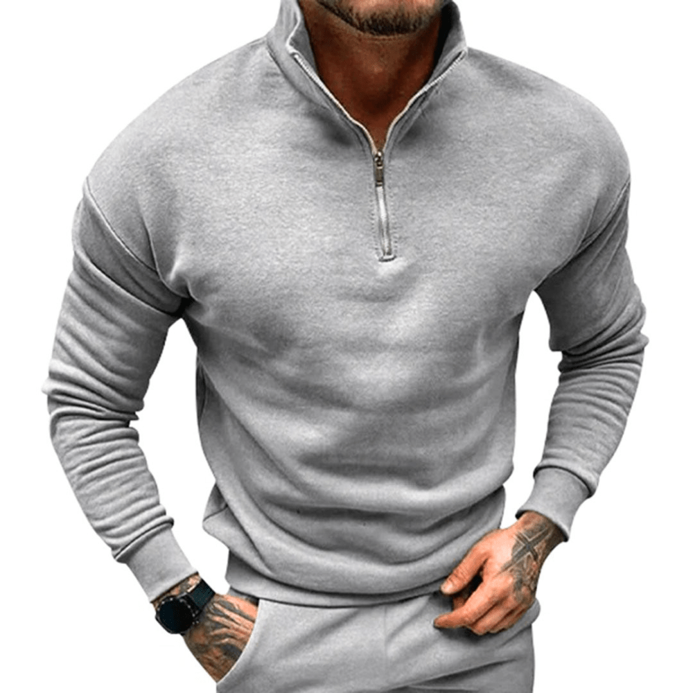 Levoire | Pull Demi-Zip Élégant Homme Gris clair