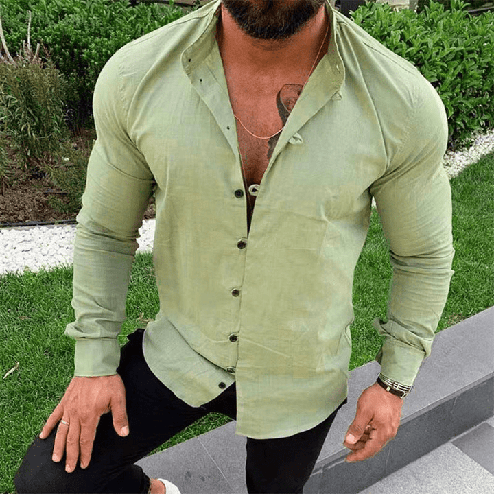 Levoire | Chemise élégante pour hommes en lin uniforme Vert