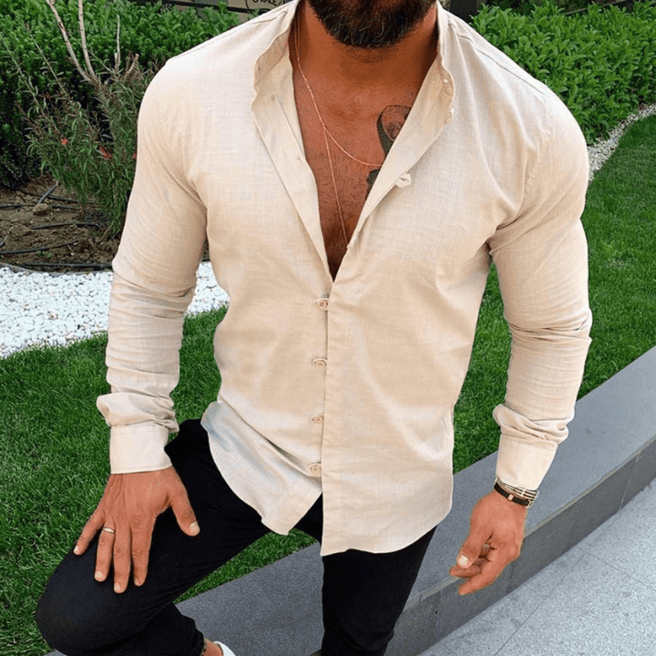 Levoire | Chemise élégante pour hommes en lin uniforme Beige