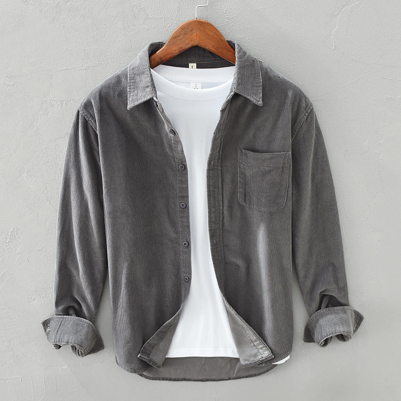 Levoire | Chemise En Velours Rétro Pour Hommes Élégante, Polyvalente & Confortable Anthracite