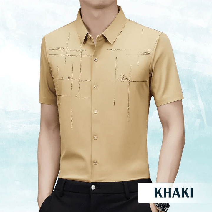 Levoire | Chemise Affaires Soie Glacée Homme Khaki